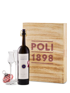 Poli Sassicaia Grappa Gift Set with 2 Glasses 500 ml bottle