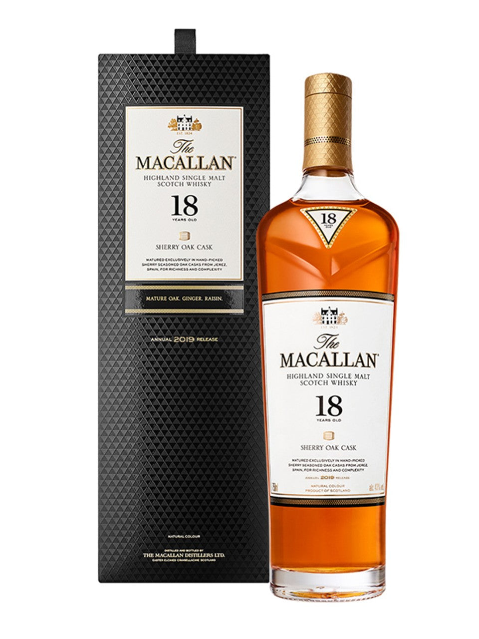 The Macallan Sherry Oak 18-Year-Old Highland Single Malt Scotch Whisky 750 ml bottle