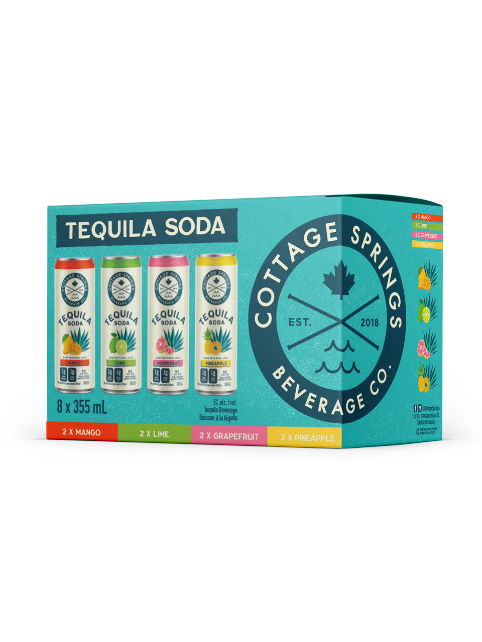 Cottage Springs Tequila Soda Mixed 8 Pack 8 x 355 ml can