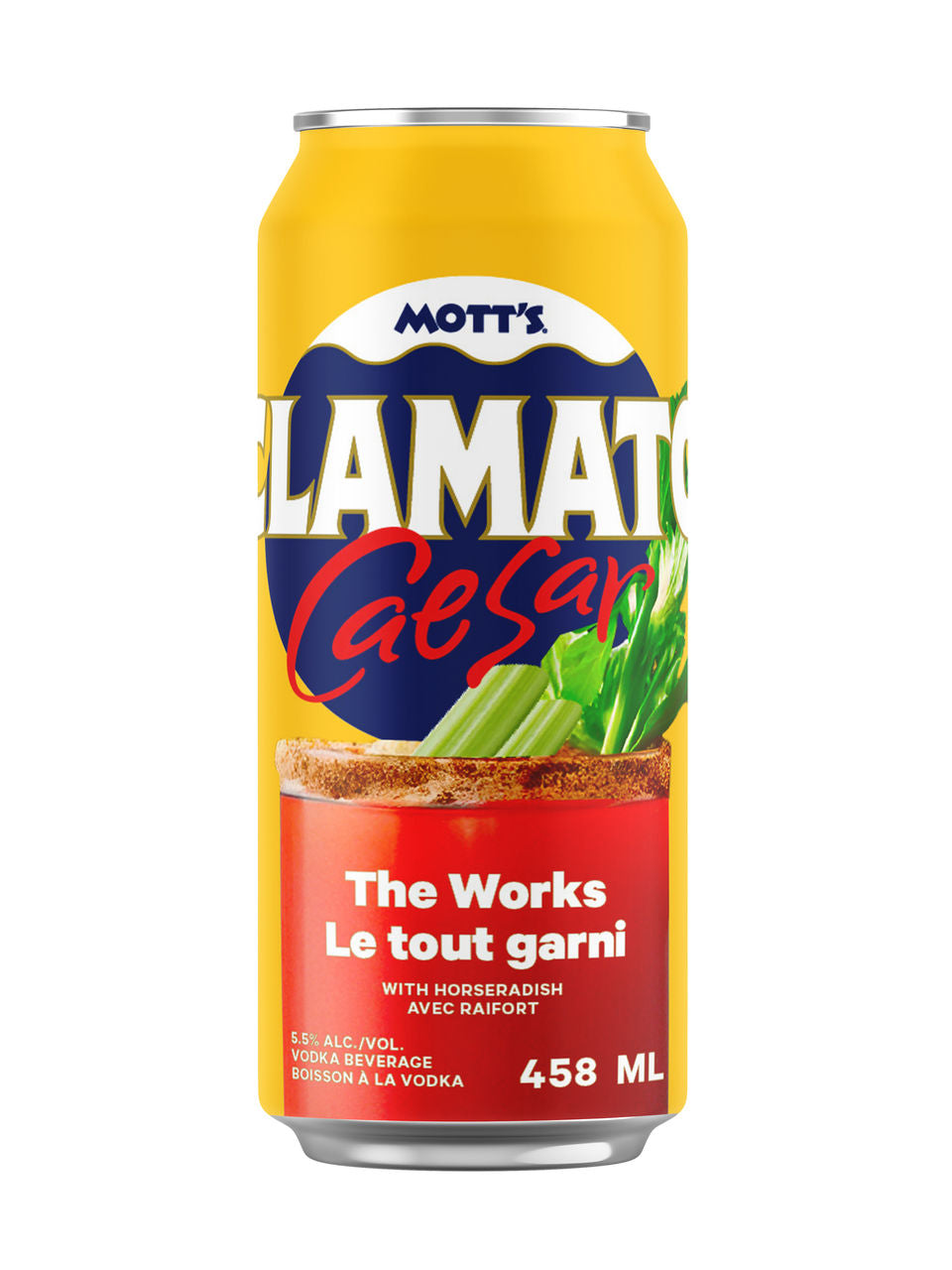 Motts Clamato The Works Caesar 458 ml can