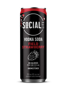 Social Lite Field Strawberry Vodka Soda 355 ml can