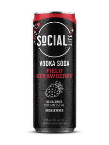 Social Lite Field Strawberry Vodka Soda 355 ml can