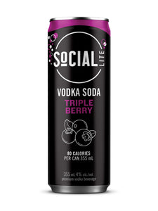 Social Lite Triple Berry Vodka Soda 355 ml can