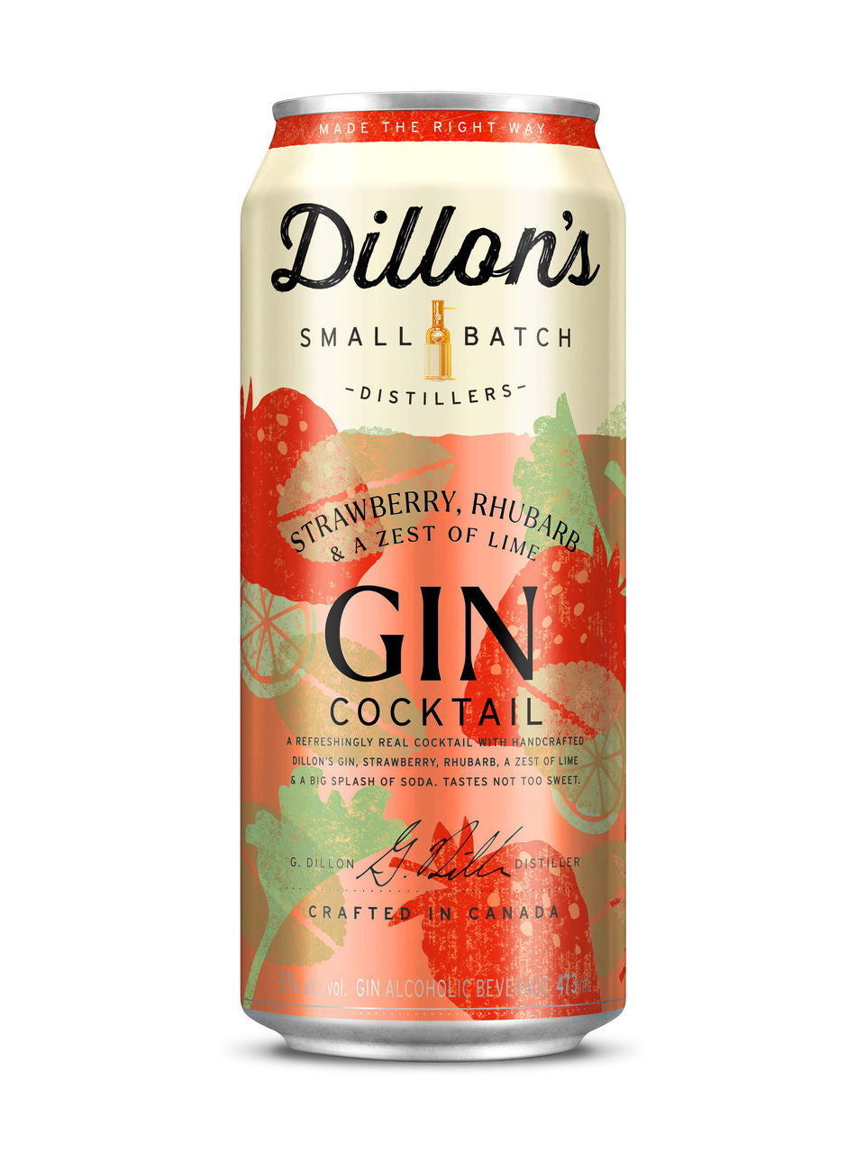 Dillon's Strawberry Rhubarb & A Zest Of Lime 473 ml can