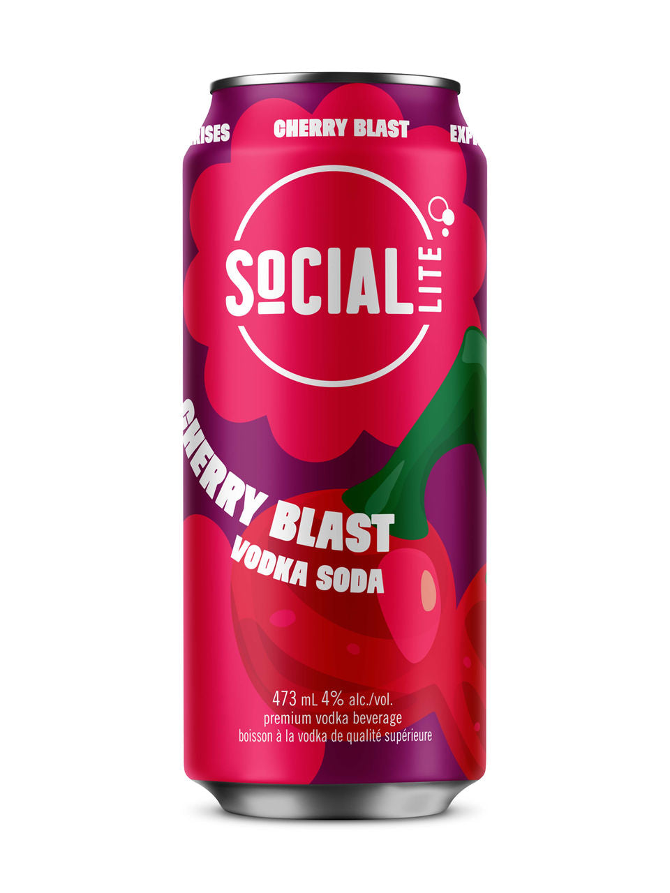 Social Lite Cherry Blast Vodka Soda 473 ml can