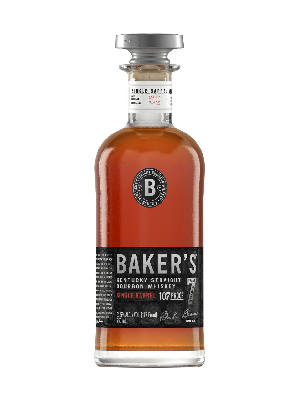 Baker's Kentucky Straight Bourbon Whiskey 750 ml bottle