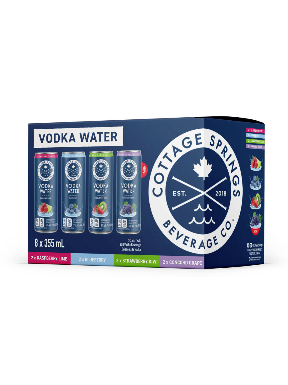 Cottage Springs Vodka Water Mixed 8 Pack 8 x 355 ml can
