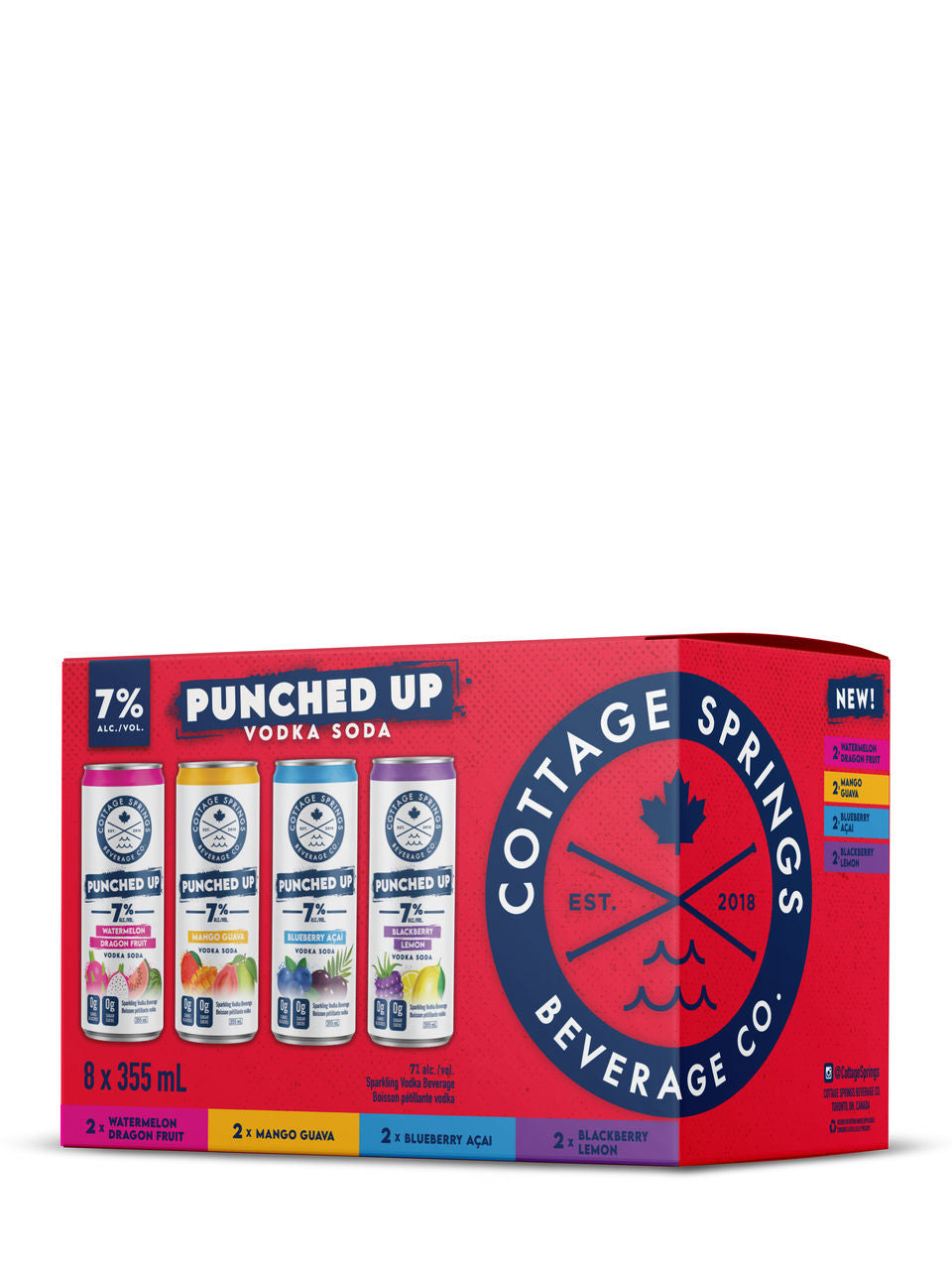Cottage Springs Punched Up Vodka Soda Mixed 8 Pack 8 x 355 ml can