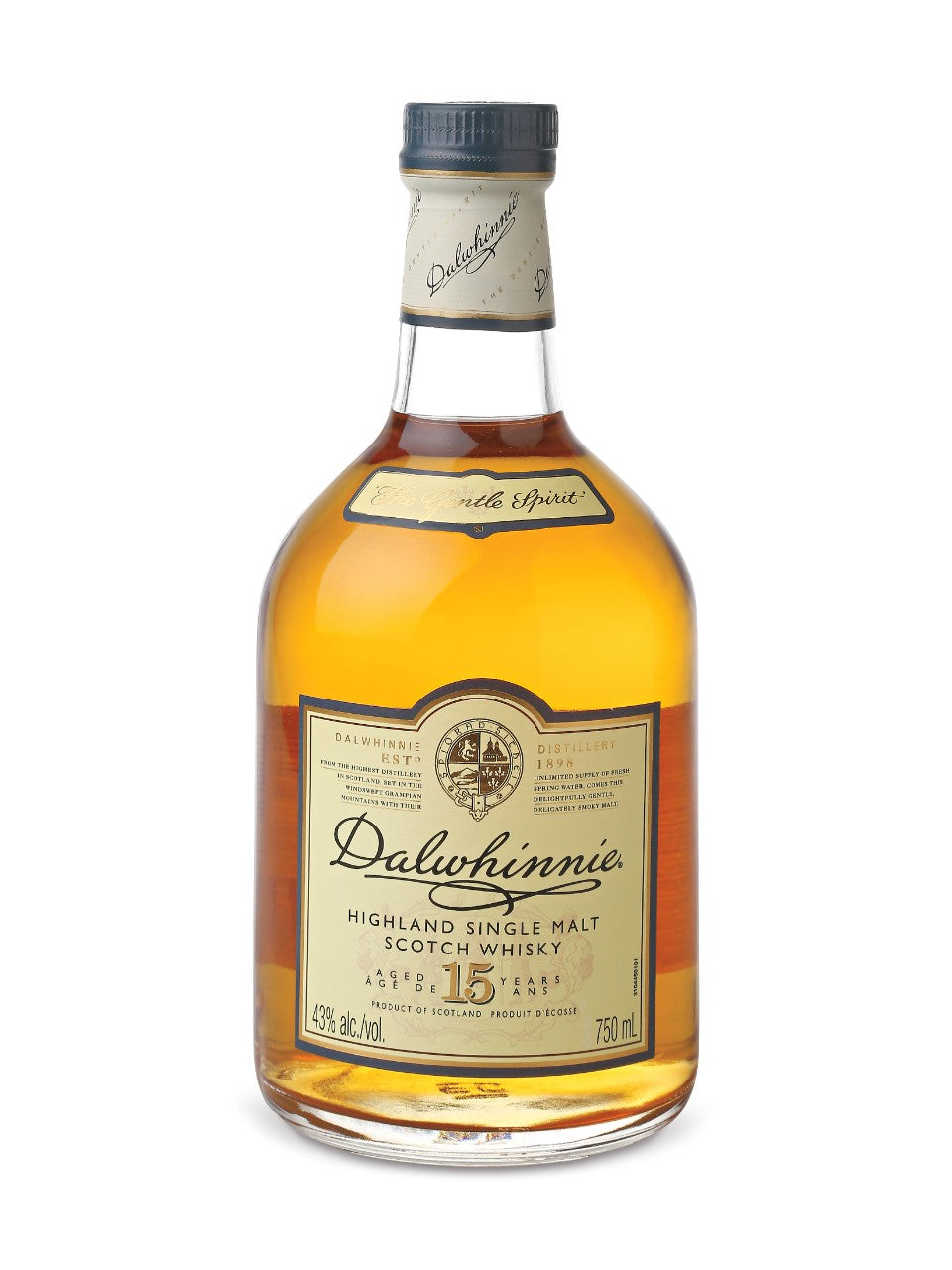 Dalwhinnie 15 Year Old Single Highland Malt Scotch Whisky 750 ml bottle
