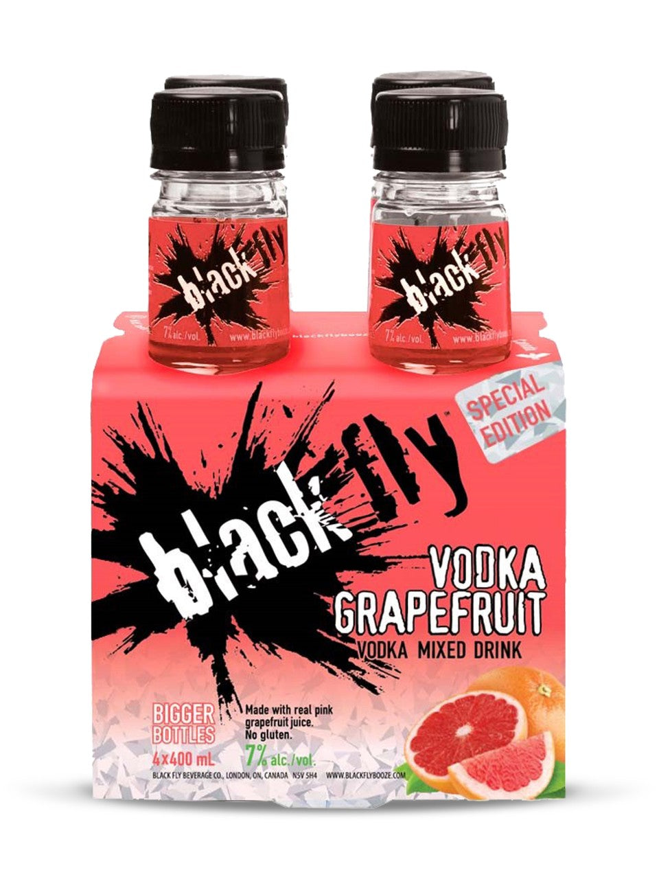 Black Fly Vodka Grapefruit (PET) 4 x 400 mL bottle